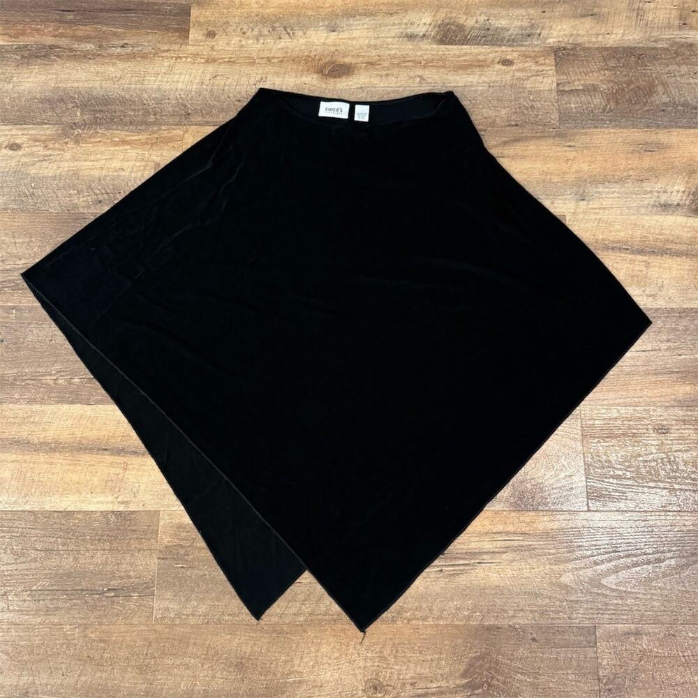 Chico’s Travelers Poncho Womens One Size Black Stretchy Minimalist Capsule READ